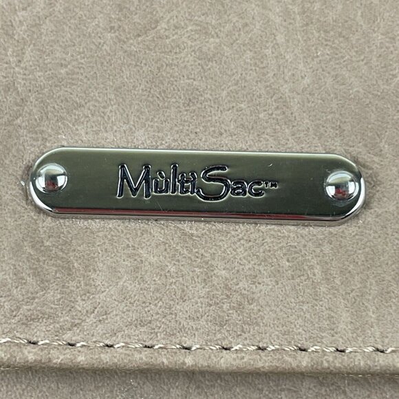 MULTI-SAC Purse Beige Double Handle Shoulder Bag Pebbled Faux Leather Medium - Picture 7 of 14